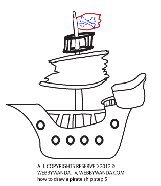 Cartoon Pirate ship how to draw step 6, webbywanda.tv all copyrights reserved